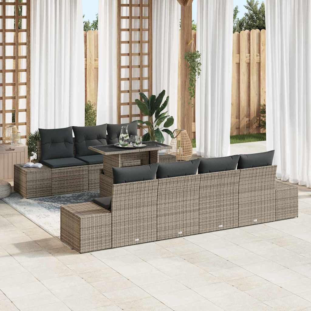 Tuin Sofa Set Met Kussen 8 Pcs Licht Grijs En Donker Grijs