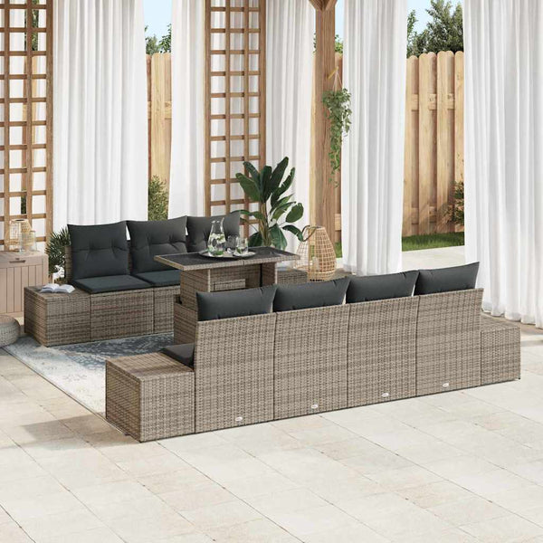 Tuin Sofa Set Met Kussen 8 Pcs Licht Grijs En Donker Grijs