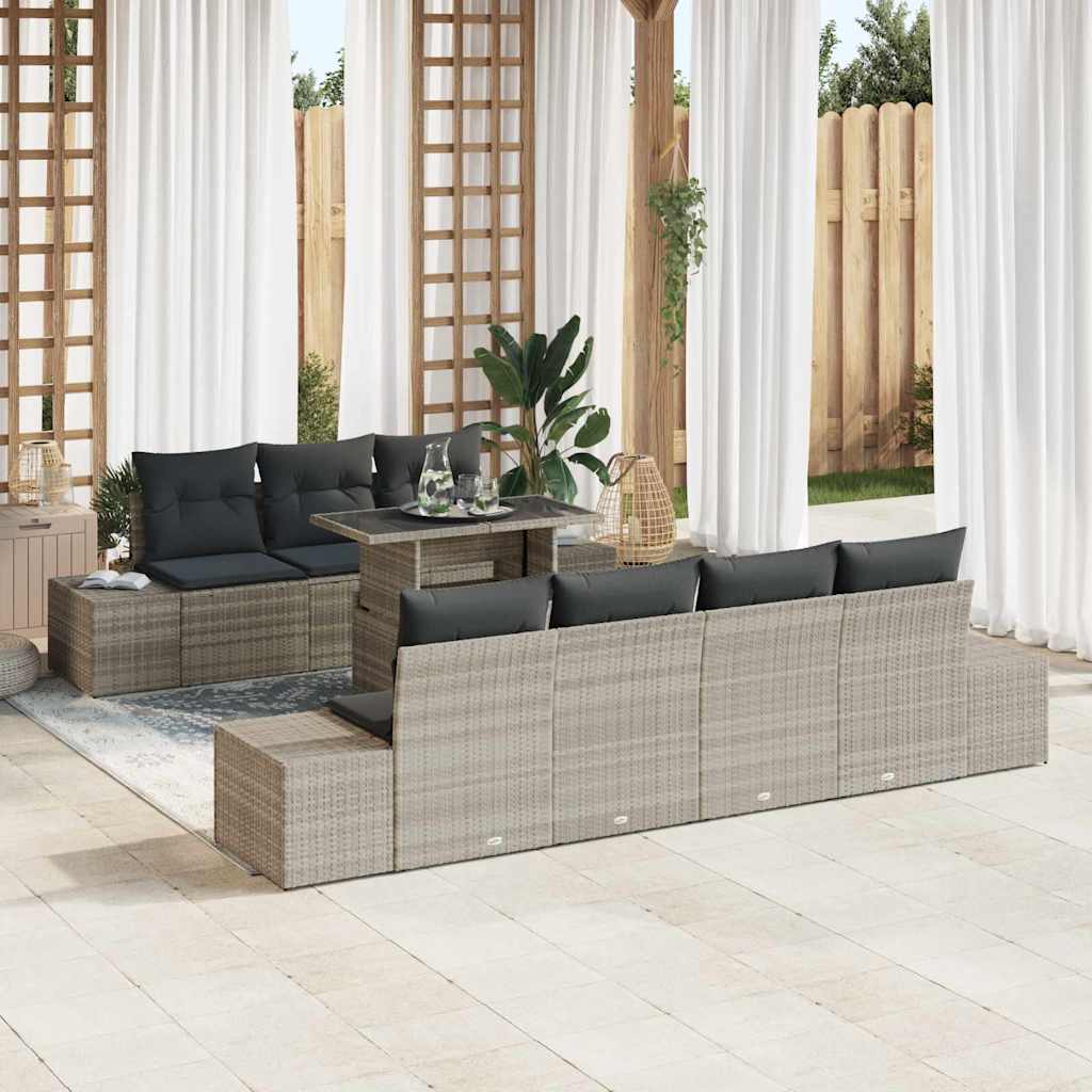 Tuin Sofa Set Met Kussen 8 Pcs Licht Grijs En Donker Grijs