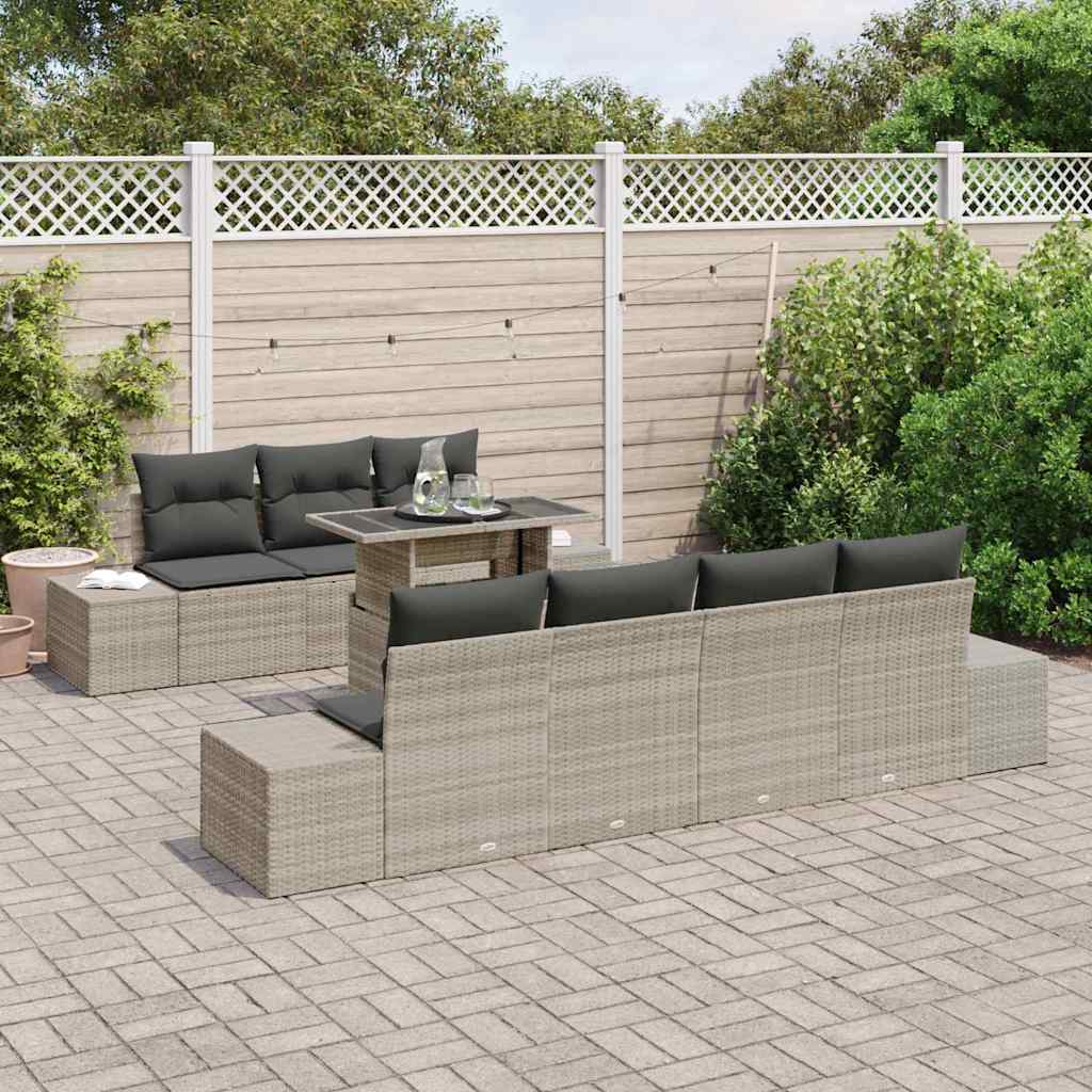 Tuin Sofa Set Met Kussen 8 Pcs Licht Grijs En Donker Grijs