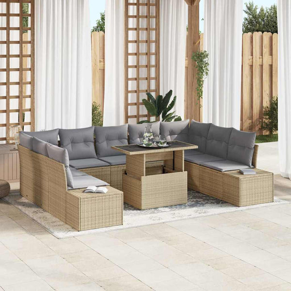 Tuin Sofa Set Met Opslag 10 Pcs Poly Riet