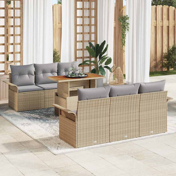 Tuin Sofa Set Met Opslag 7 Pcs Poly Riet