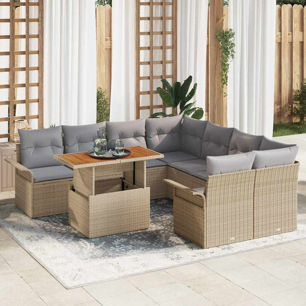 Tuin Sofa Set Met Opslag 9 Pcs Poly Riet