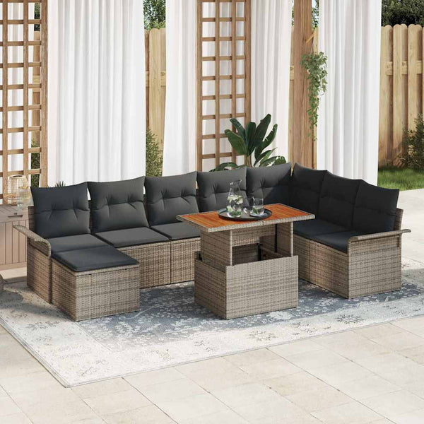 Tuin Sofa Set Met Opslag 9 Pcs Poly Riet