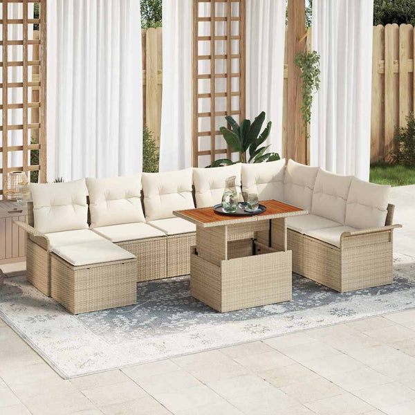 Tuin Sofa Set Met Opslag 9 Pcs Poly Riet