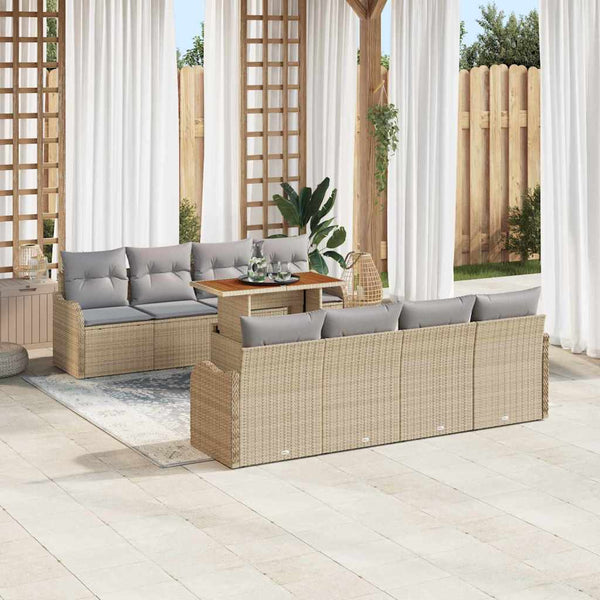 Tuin Sofa Set Met Opslag 9 Pcs Poly Riet