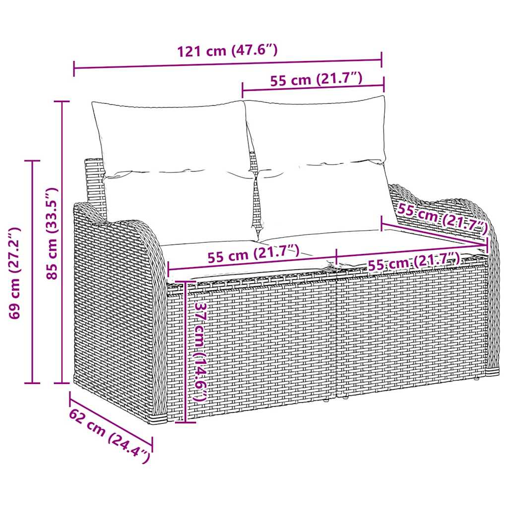 Tuin Sofa Set Met Opslag 7 Pcs Poly Riet