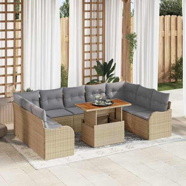 Tuin Sofa Set Met Opslag 10 Pcs Poly Riet