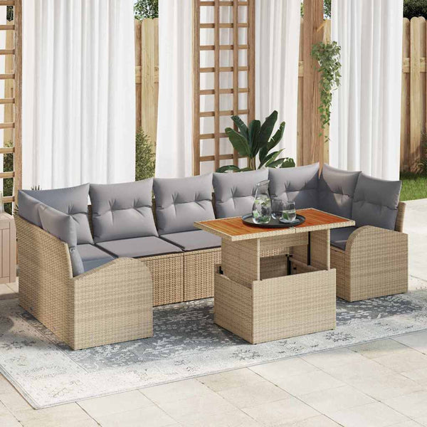 Tuin Sofa Set Met Opslag 8 Pcs Poly Riet