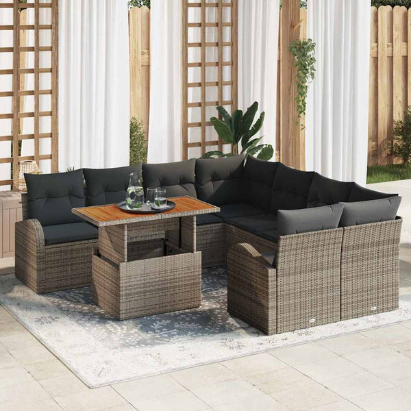 Tuin Sofa Set Met Opslag 9 Pcs Poly Riet