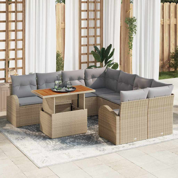 Tuin Sofa Set Met Opslag 9 Pcs Poly Riet