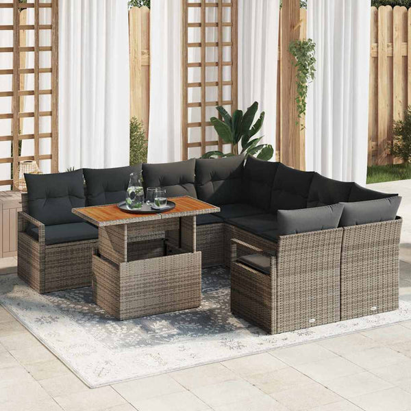 Tuin Sofa Set Met Opslag 9 Pcs Poly Riet