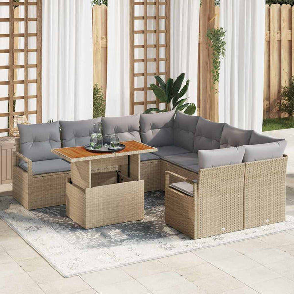 Tuin Sofa Set Met Opslag 9 Pcs Poly Riet