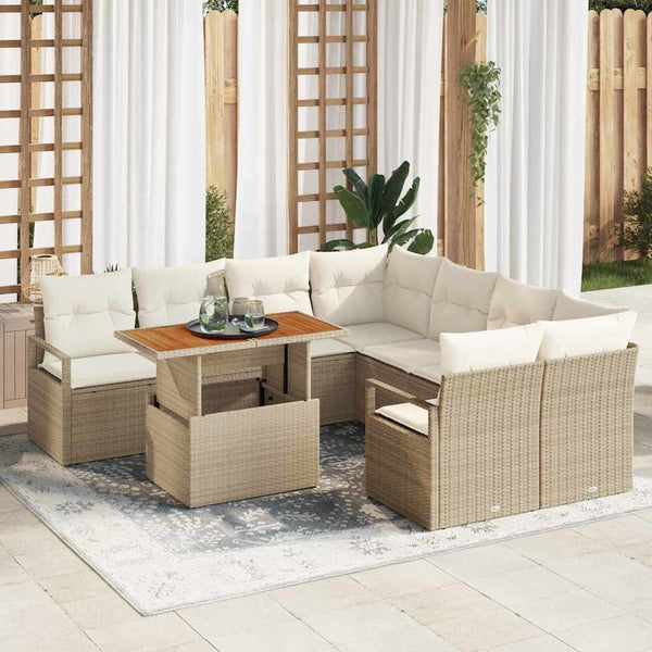 Tuin Sofa Set Met Opslag 9 Pcs Poly Riet