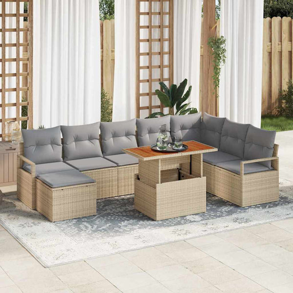 Tuin Sofa Set Met Opslag 9 Pcs Poly Riet