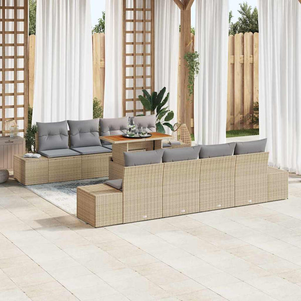 Tuin Sofa Set Met Opslag 9 Pcs Poly Riet