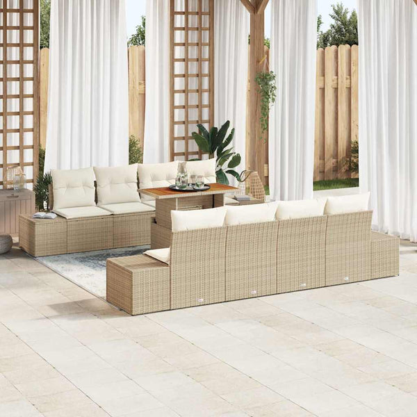 Tuin Sofa Set Met Opslag 9 Pcs Poly Riet