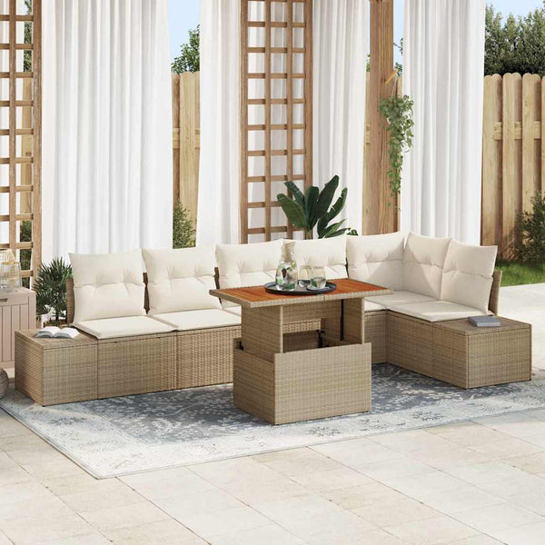 Tuin Sofa Set Met Opslag 7 Pcs Poly Riet