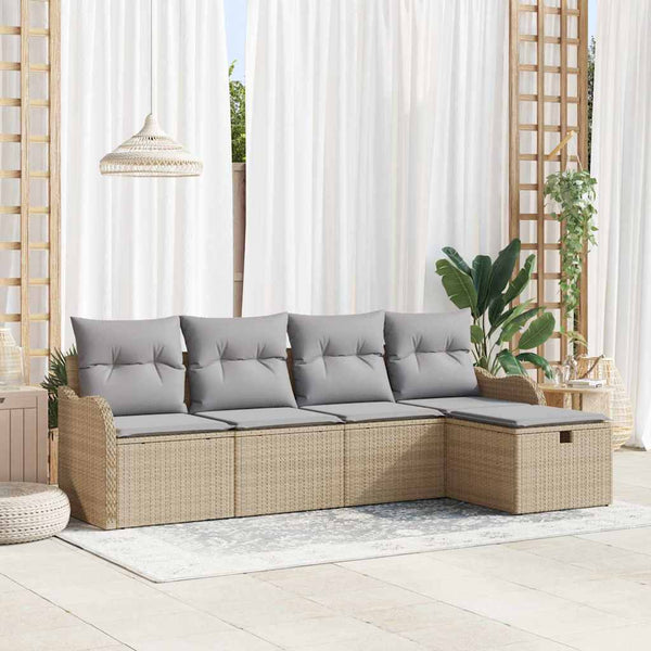 Tuin Sofa Set 5 Pcs En Crème 231 X 117 X 85 Cm Poly Riet
