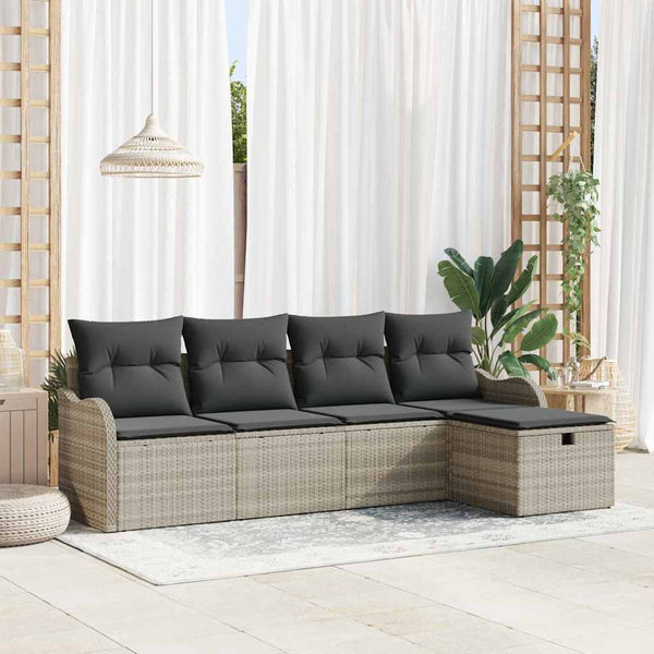 Tuin Sofa Set 5 Pcs En Crème 231 X 117 X 85 Cm Poly Riet