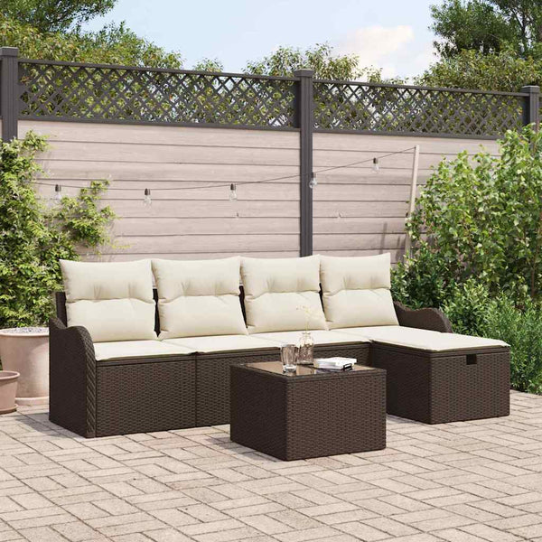 Tuin Sofa Set 5 Pcs En Crème 231 X 117 X 85 Cm Poly Riet