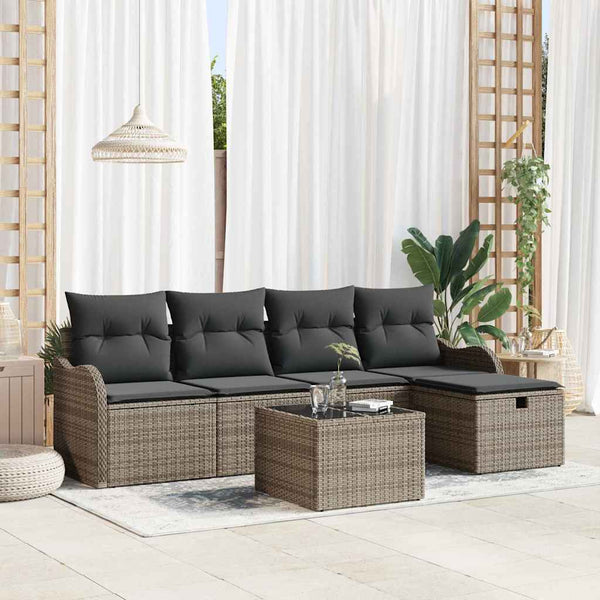 Tuin Sofa Set 5 Pcs En Crème 231 X 117 X 85 Cm Poly Riet