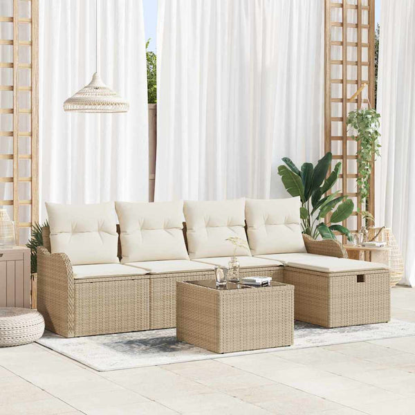 Tuin Sofa Set 5 Pcs En Crème 231 X 117 X 85 Cm Poly Riet