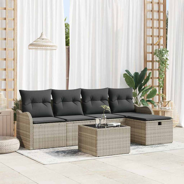 Tuin Sofa Set 5 Pcs En Crème 231 X 117 X 85 Cm Poly Riet
