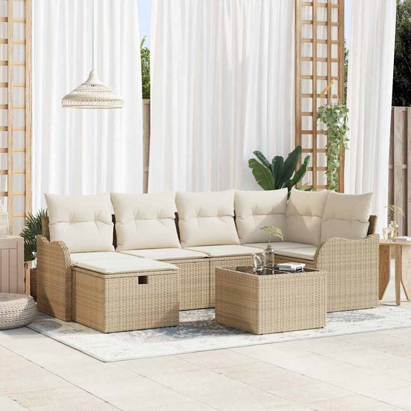 Tuin Sofa Set 6 Pcs En Crème 232.5 X 122.5 X 85 Cm