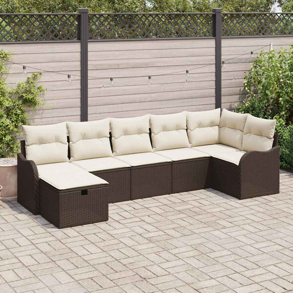 Tuin Sofa Set 7 Pcs En Crème 287,5 X 122,5 X 85 Cm