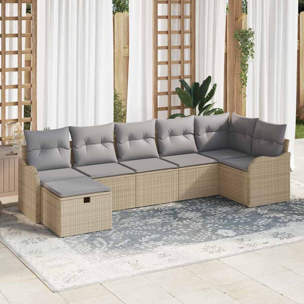 Tuin Sofa Set 7 Pcs En Crème 287,5 X 122,5 X 85 Cm