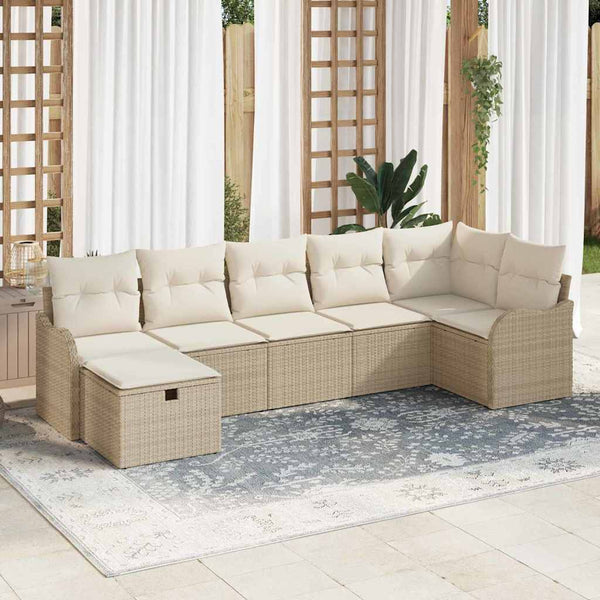 Tuin Sofa Set 7 Pcs En Crème 287,5 X 122,5 X 85 Cm