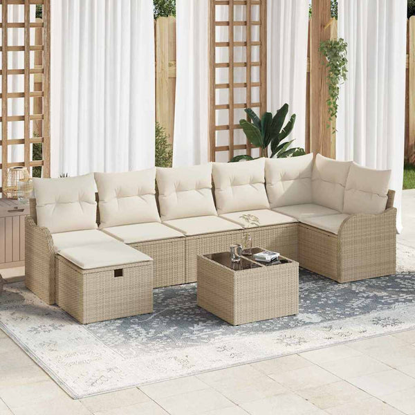 Tuin Sofa Set 7 Pcs En Crème 287,5 X 122,5 X 85 Cm