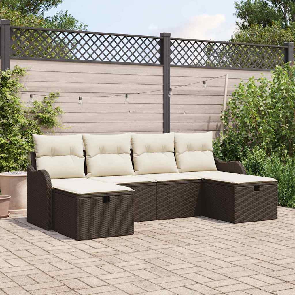 Tuin Sofa Set 6 Pcs En Crème 231 X 117 X 85 Cm Poly Riet