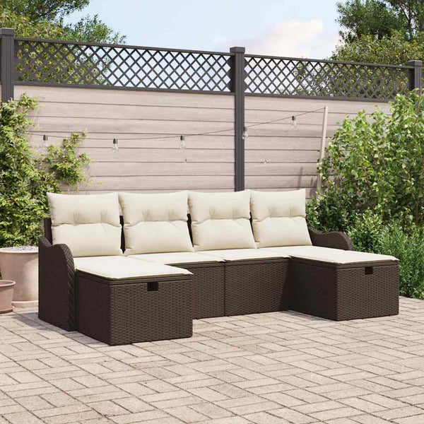 Tuin Sofa Set 6 Pcs En Crème 231 X 117 X 85 Cm Poly Riet