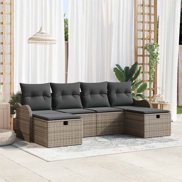 Tuin Sofa Set 6 Pcs En Crème 231 X 117 X 85 Cm Poly Riet
