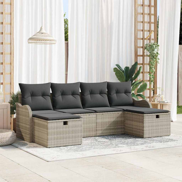 Tuin Sofa Set 6 Pcs En Crème 231 X 117 X 85 Cm Poly Riet