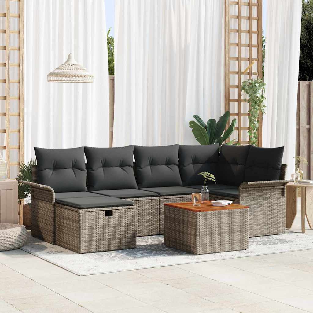 Tuin Sofa Set Met Kussen Met Opslag 7 Pcs Poly Riet