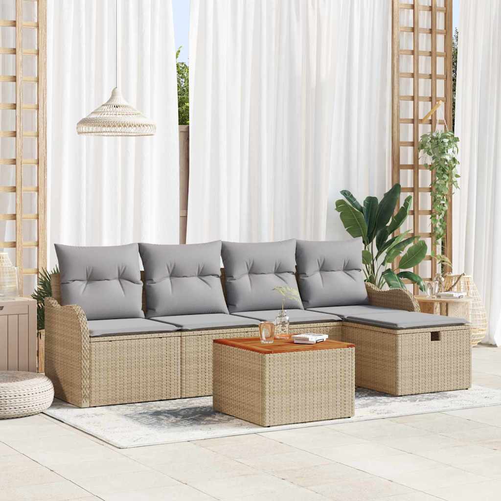 Tuin Sofa Set Met Kussen Met Opslag 6 Pcs Poly Riet