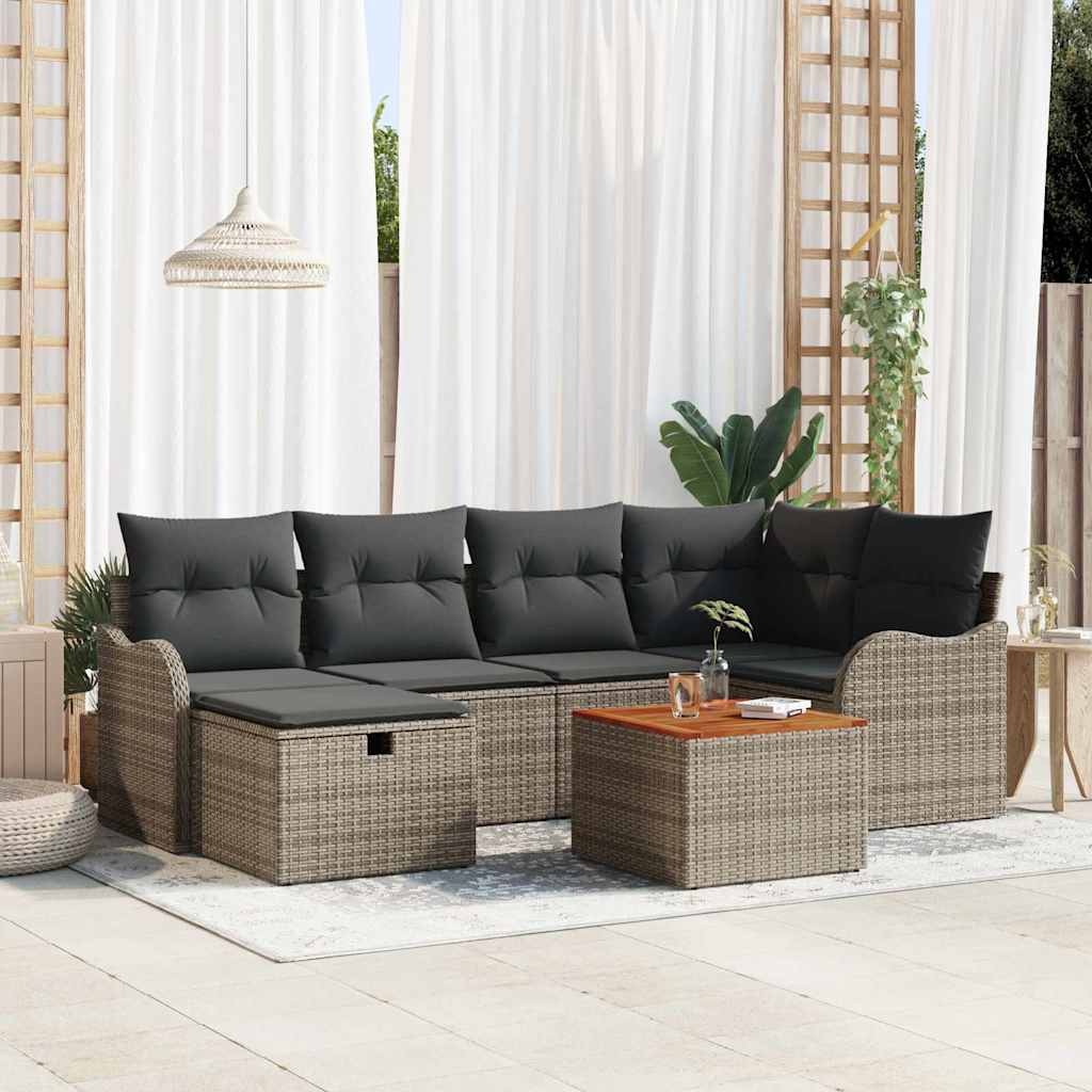 Tuin Sofa Set Met Kussen Met Opslag 7 Pcs Poly Riet