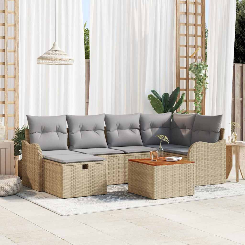 Tuin Sofa Set Met Kussen Met Opslag 7 Pcs Poly Riet