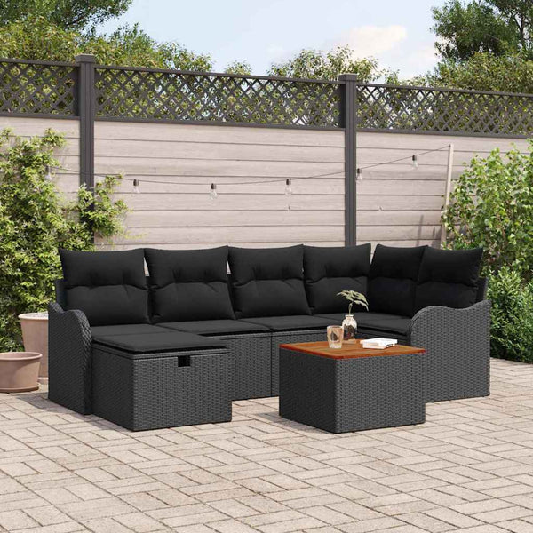 Tuin Sofa Set Met Kussen Met Opslag 7 Pcs Poly Riet