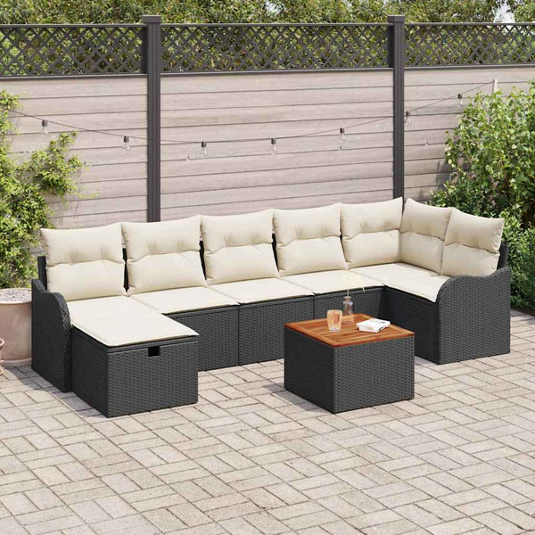 Tuin Sofa Set Met Kussen Met Opslag 8 Pcs Poly Riet