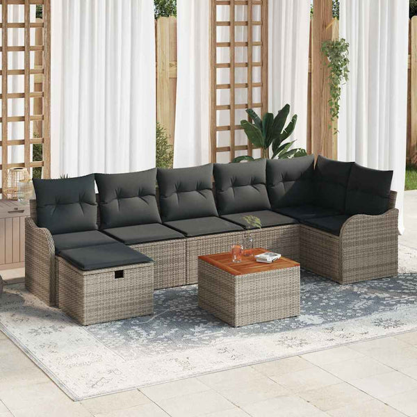 Tuin Sofa Set Met Kussen Met Opslag 8 Pcs Poly Riet