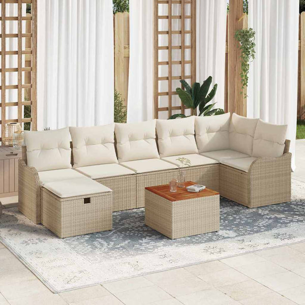 Tuin Sofa Set Met Kussen Met Opslag 8 Pcs Poly Riet
