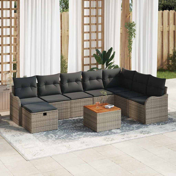 Tuin Sofa Set Met Kussen Met Opslag 9 Pcs Poly Riet