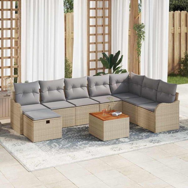Tuin Sofa Set Met Kussen Met Opslag 9 Pcs Poly Riet