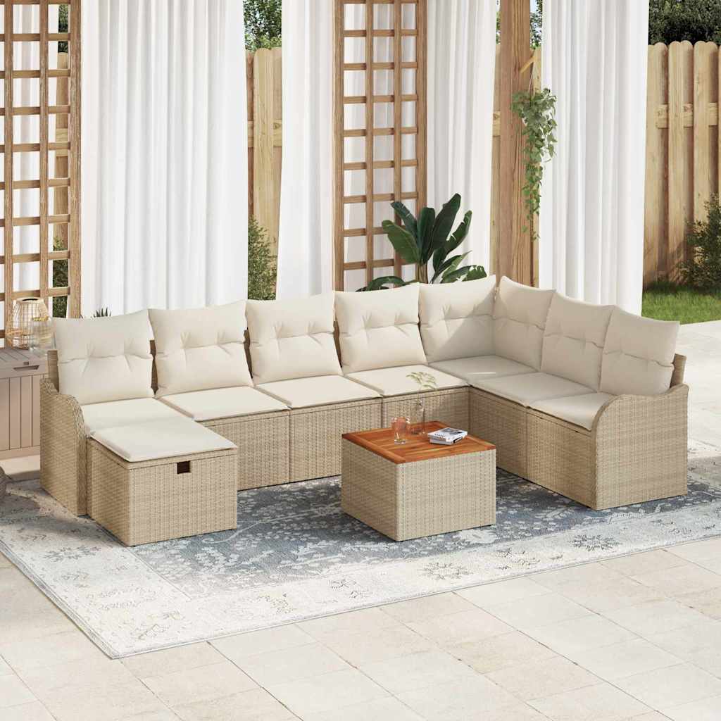 Tuin Sofa Set Met Kussen Met Opslag 9 Pcs Poly Riet