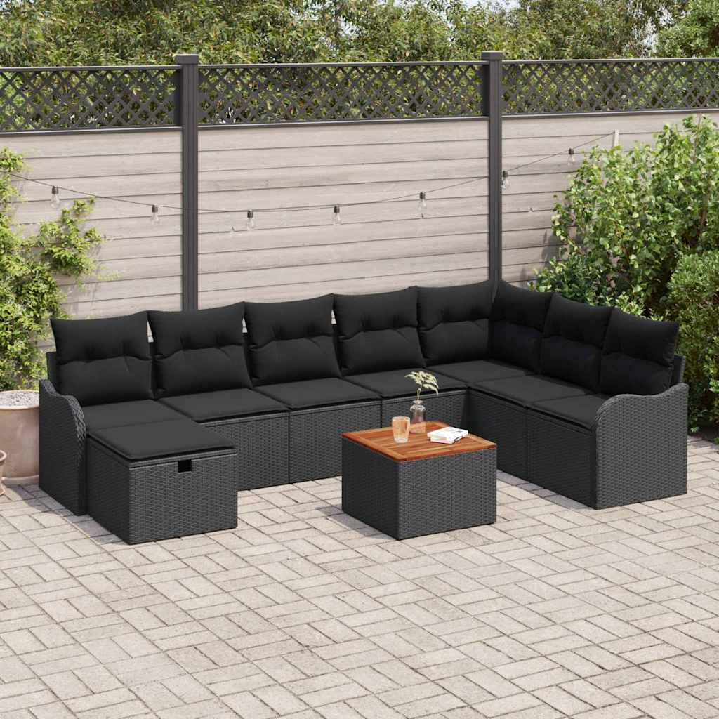 Tuin Sofa Set Met Kussen Met Opslag 9 Pcs Poly Riet