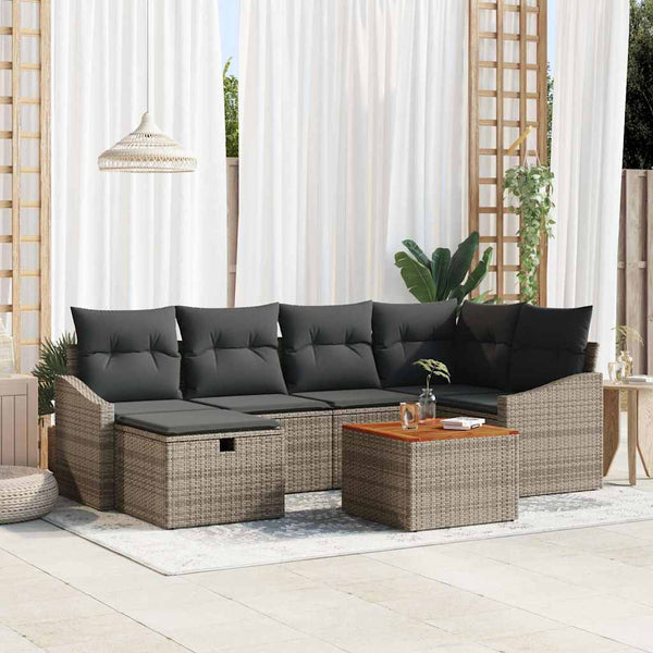 Tuin Sofa Set Met Kussen Met Opslag 7 Pcs Poly Riet